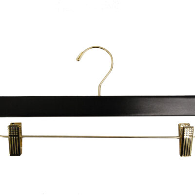 14" Pant/Skirt w/ Chrome Hooks and Bar w/ Clips - Black Colour w/Gold hook