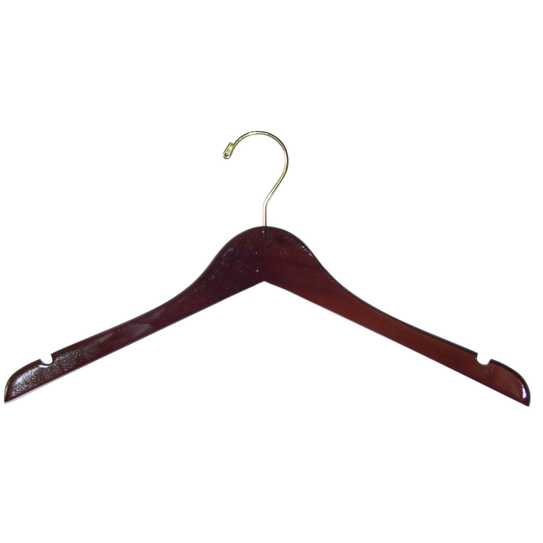 17" Contoured Flat Wooden Hanger