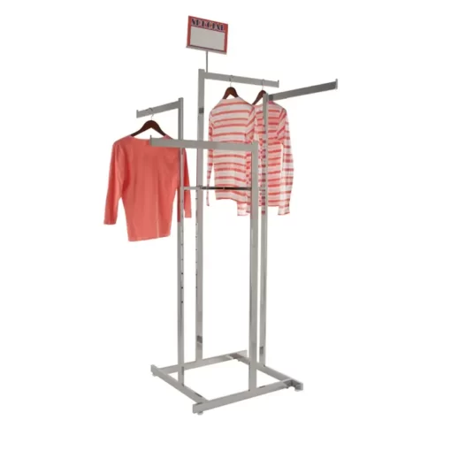 4-Way High Capacity Garment Rack with Straight Arms - Rectangular ...