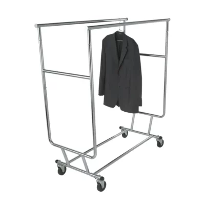 Collapsible Garment Rack with Double Round Tubing Hangrail
