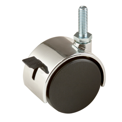 Black Twin Wheel Caster 3/8″ -16 Threading, with Lock