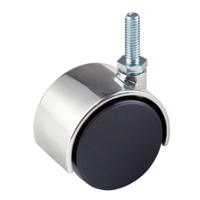 Black Twin Wheel Caster 3/8" -16 Threading, without Lock