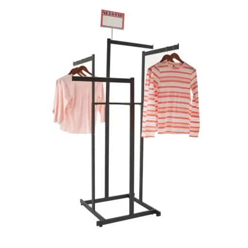 4-Way High Capacity Garment Rack with Straight Arms - Rectangular ...