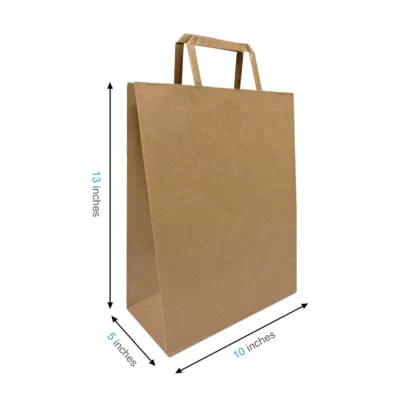 Kraft Paper Bag with Flat Handles - 10 x 5 x 13 (300 PCS)
