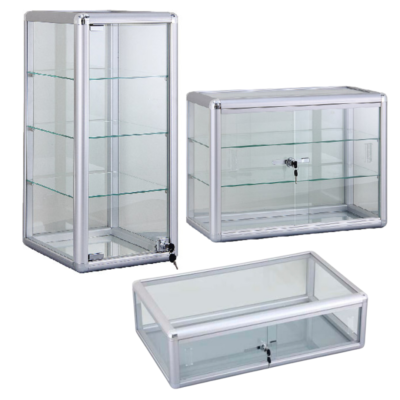 Silver Aluminum Counter Top Showcase