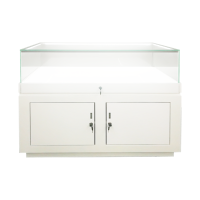 White Jewellery Display Case with Cabinet Doors