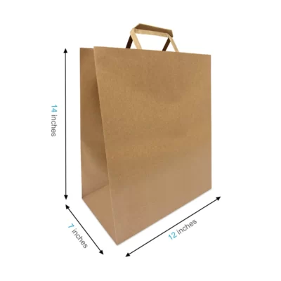 Kraft Paper Bag with Flat Handles - 12 x 7 x 14 (300 PCS)