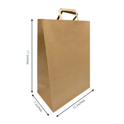 Kraft Paper Bag with Flat Handles - 12 x 7 x 17 (300 PCS)