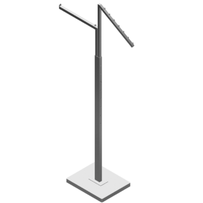 2-Way Garment Rack - 1 Straight and 1 Slant Arm with Balls - Square Tubing