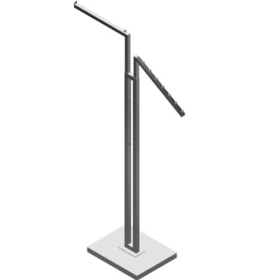 2-Way Garment Rack – 1 Straight and 1 Slant Arm with Balls – Square Tubing