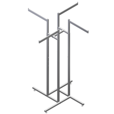 4-Way Garment Rack - 4 Straight Arms, Rectangular Tubing