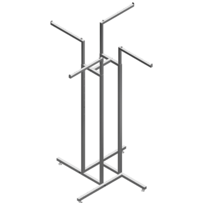4-Way Garment Rack - 4 Straight Arms, Square Tubing