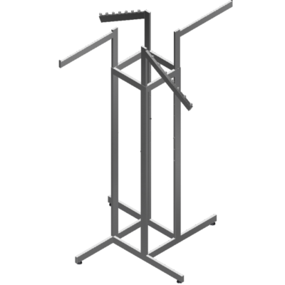 4-Way Garment Rack - 2 Straight Arms and 2 Slant Arms with Balls, Rectangular Tubing