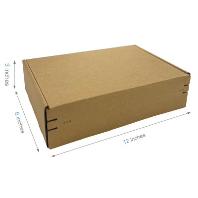 12" x 8" x 3" - Durable Kraft Literature Corrugated Paper Mailer Boxes with Self-Seal Tape  - Pack of 40
