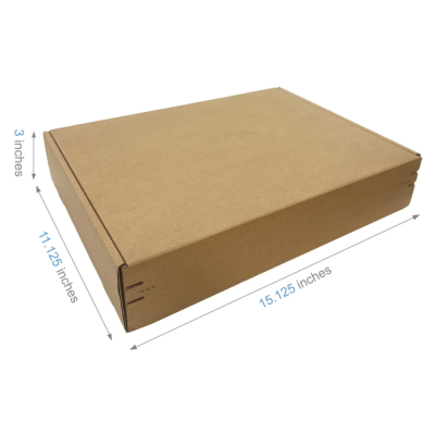 15.125" x 11.125" x 3" - Durable Kraft Literature Corrugated Paper Mailer Boxes with Self-Seal Tape  - Pack of 40