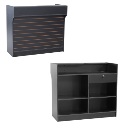 Reception/Ledgetop Counter, with Slatwall Feature on the Front, Black