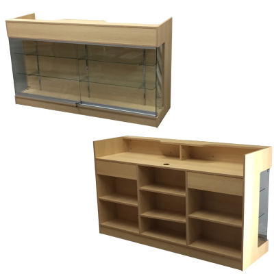 Reception/Ledgetop Counter, with Glass Feature on the Front, Maple