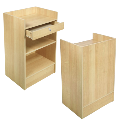 2FT Cash Register Stand with Lock & Key, Maple