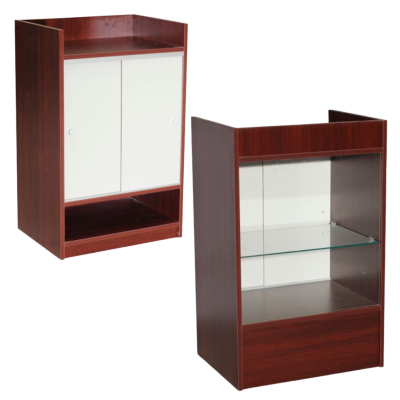 2FT Cash Register Stand with Front Glass, Cherry