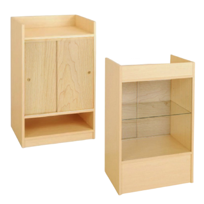2FT Cash Register Stand with Front Glass, Maple