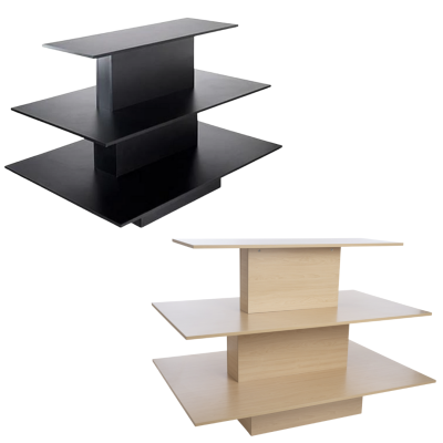 3-Tier Rectangular Merchandising Display Table – Wood Store Fixture