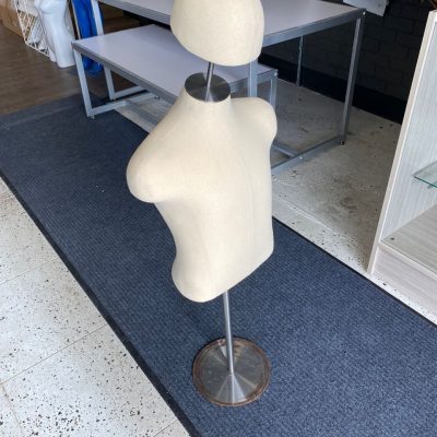 USED, Unisex Child Torso, Bust Form, Dress Form, Pinnable Dress Form for Displaying Children Clothing with Metal Round Base. Including Hat Display Option (Table Top Mannequin)
